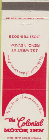 Matchbook Cover - The Colonial Motor Inn Reno NV