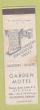 Matchbook Cover - Garden Motel Ellsworth KS WEAR