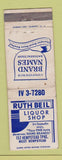 Matchbook Cover - Ruth Beil Liquor Store West Hempstead NY WORN
