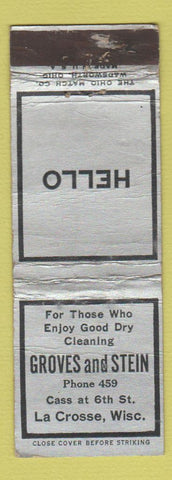 Matchbook Cover - Groves and Stein Dry Cleaning LaCrosse WI WEAR