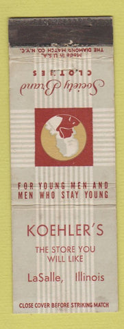 Matchbook Cover - Society Men's Clothes Koehler's La Salle IL