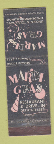 Matchbook Cover - Mardi Gras Restaurant Lincolnwood IL