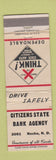 Matchbook Cover - Citizens State Bank Agency Neche ND insurance