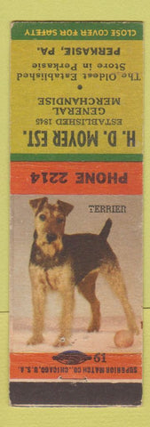 Matchbook Cover - HD Moyer General Store Perkasie PA terrier