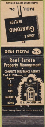 Matchbook Cover - Giantonio Realtor Paoli PA