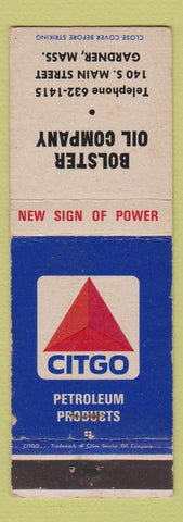 Matchbook Cover - Citgo oil gas Bolster Oil Gardner MA
