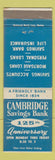 Matchbook Cover - Cambridge Savings Bank MA