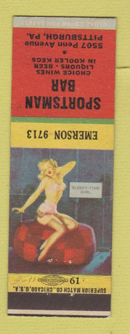 Matchbook Cover - Sportsman Bar Pittsburgh PA pinup Terry Says girlie