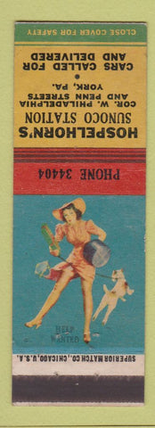 Matchbook Cover - Hospelhorn's Sunoco oil gas York PA pinup