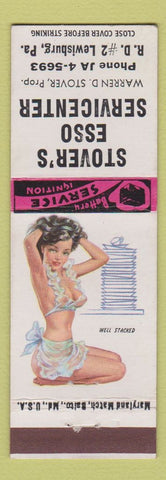 Matchbook Cover - Stover's Esso oil gas Lewisburg PA pinup