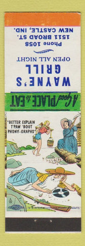 Matchbook Cover - Wayne's Grill New Castle IN hillbilly