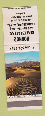Matchbook Cover - Hornor Real Estate Clarksburg WV