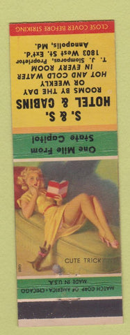 Matchbook Cover - S&S Hotel Cabins Annapolis MD poinup