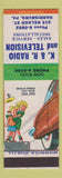 Matchbook Cover - K&R Radio TV Harrisburg PA