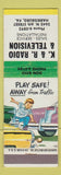 Matchbook Cover - K&R Radio TV Harrisburg PA