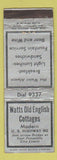 Matchbook Cover - Watts Old English Cottages Pensacola FL WEAR