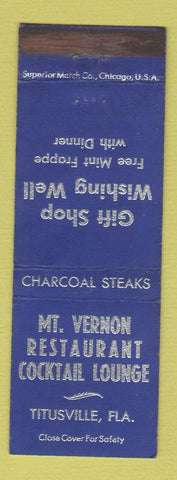 Matchbook Cover - Mount Vernon Restaurant Cocktail Lounge Titusville FL