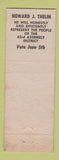 Matchbook Cover - Howard Thelin Assemblyman Election CA?