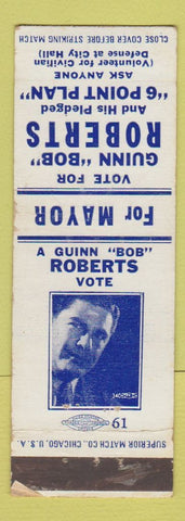 Matchbook Cover - Guinn Bob Roberts Election Mayor WEAR