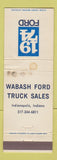 Matchbook Cover - 1974 Ford Wabash Indianapolis IN WORN