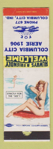 Matchbook Cover - Eagles Club Columbia City IN pinup POOR STRIKER