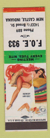 Matchbook Cover - Eagles Club New Castle IN pinup