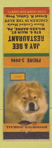 Matchbook Cover - Jay & Bee Restaurant Wilkes Barre PA Chow