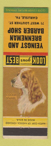 Matchbook Cover - Yeingst and Brenneman Barber Shop Carlisle PA Cocker Spaniel