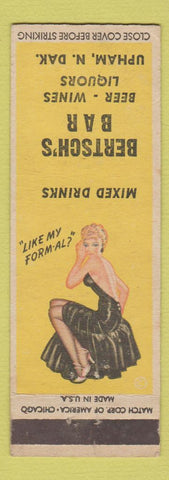 Matchbook Cover - Bertsch's Bar Upham ND pinup