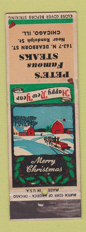 Matchbook Cover - Pete's Steaks Chicago IL Christmas