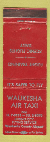 Matchbook Cover - Waukesha Air Taxi Spring City Flying Service WI