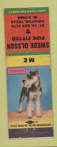Matchbook Cover - Swede Olsson Pipe Fitter Houston TX Schnauzer WORN