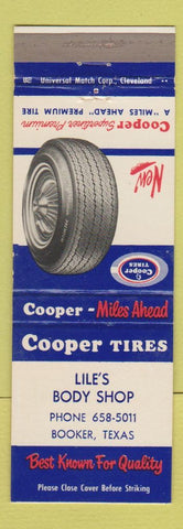 Matchbook Cover - Cooper Tires Lile's Body Shop Booker TX