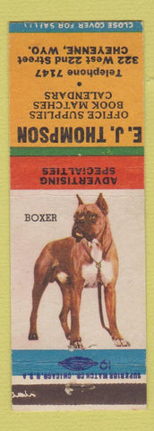 Matchbook Cover - EJ Thompson Office Supply Advertising Cheyenne WY Boxer