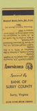 Matchbook Cover - Bank of Surry County VA Perkins Americana
