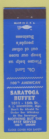 Matchbook Cover - Saratoga Buffet