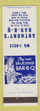 Matchbook Cover - Anthhony's BBQ