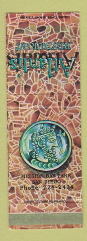 Matchbook Cover - Atlantis Restaurant San Diego CA WEAR