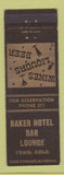 Matchbook Cover - Baker Hotel Bar Lounge Craig Colorado