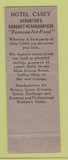 Matchbook Cover - Casey Hotel Scranton PA