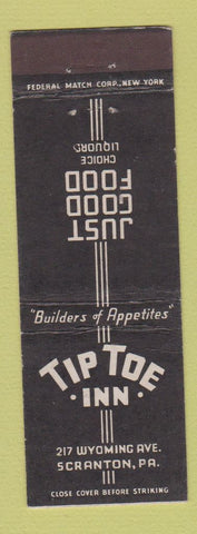 Matchbook Cover - Tip Toe Inn Scranton PA Federal