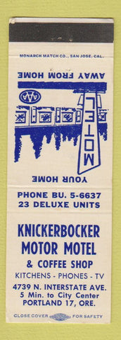 Matchbook Cover - Knickerbocker Motor Hotel Portland OR