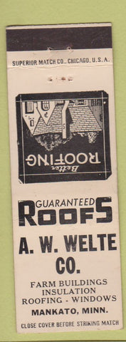 Matchbook Cover - AW Welte Roofing Mankato MN