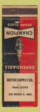 Matchbook Cover - Champion Spark Plugs Motor Supply Des Moines IA WEAR