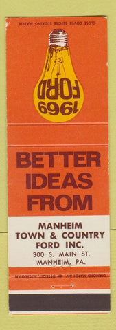 Matchbook Cover - 1969 Ford Manheim Town and Country Manheim PA