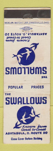 Matchbook Cover - Swallows Ashtabula OH