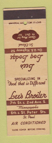Matchbook Cover - Lee's Broiler St Paul Minneapolis MN