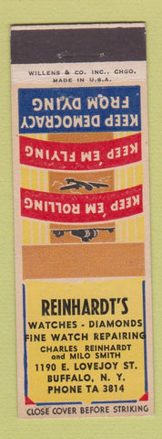 Matchbook Cover - Reinhardt's Jewelry Buffalo NY WWII