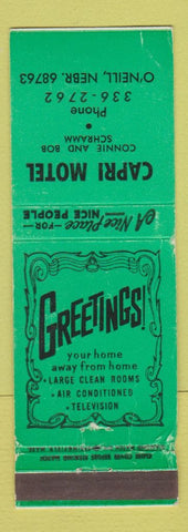 Matchbook Cover - Capri Motel O'Neill NE WEAR