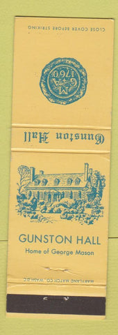 Matchbook Cover - Guston Hall George Mason Mount Vernon VA